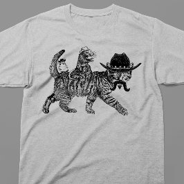 Camiseta Línea Western del Gato Vaquero Montando Rata
