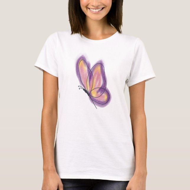 Camiseta Lineart butterfly purple yellow  (Anverso)