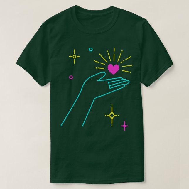 Camiseta Lineart Hand Holding Heart LoveValentines (Diseño del anverso)