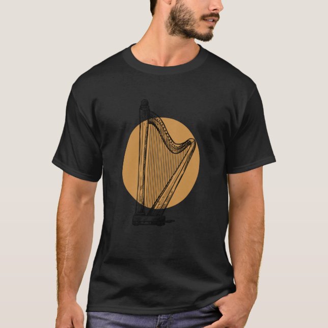 Camiseta Lineart Pedal Harp Harpist Konghou Harp Player (Anverso)