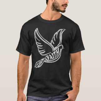 Camiseta Líneas abstractas de paloma con fe en el cuerpo