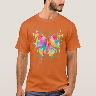 Camiseta Líneas Abstractas Mariposa Colorida Con Una Geomét