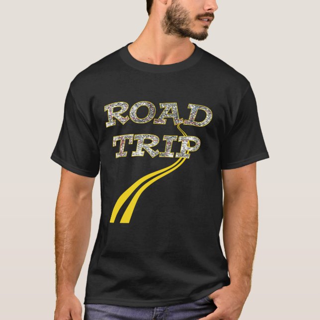 Camiseta Líneas amarillas viaje por carretera del mapa de (Anverso)