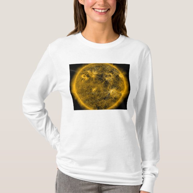 Camiseta Líneas de campo magnético en el Sol (Anverso)