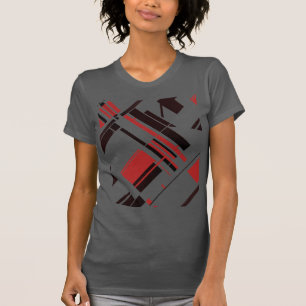 Camiseta Líneas de formas diagonales rojas negras MCM Aspec