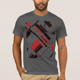 Camiseta Líneas de formas diagonales rojas negras MCM Aspec
