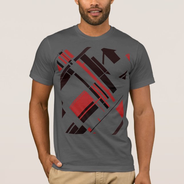 Camiseta Líneas de formas diagonales rojas negras MCM Aspec (Anverso)