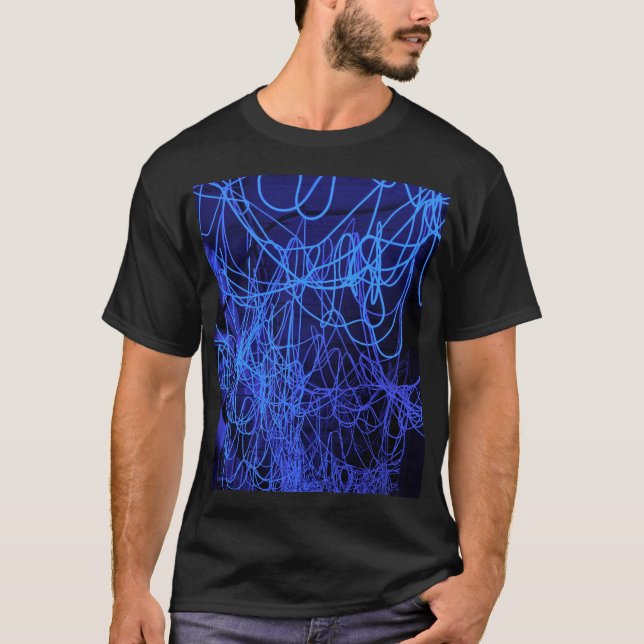 Camiseta Líneas de luz abstractas azules (Anverso)