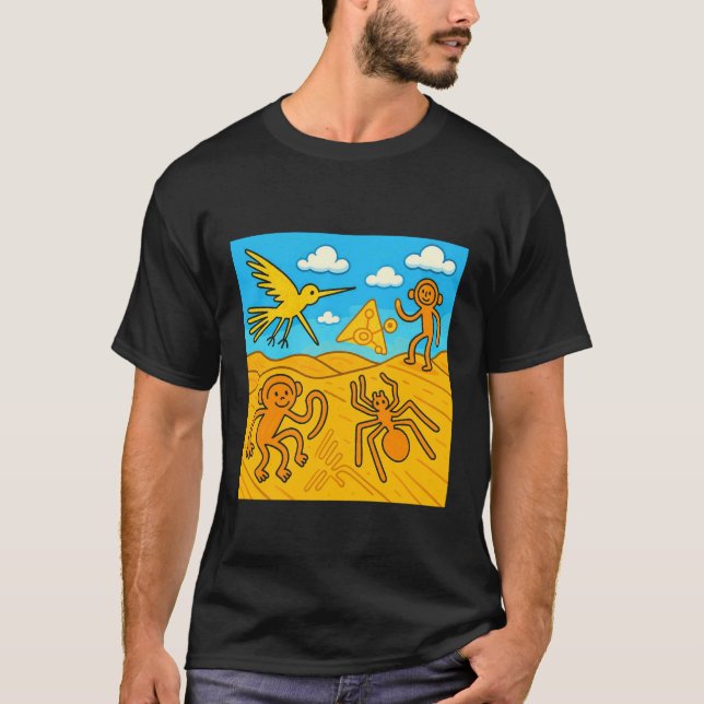 Camiseta Líneas de Nazca Perú Geoglifos Retro (Anverso)
