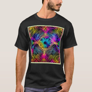 Camiseta Líneas de neón psicodélicas con arte floral