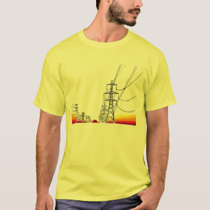 Camiseta líneas eléctricas de la puesta del sol