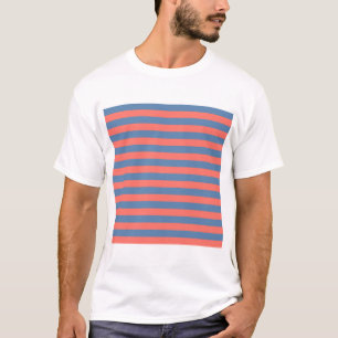 Camiseta Líneas horizontales de coral vivo y azul Pacífico