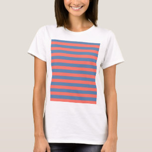 Camiseta Líneas horizontales de coral vivo y azul Pacífico