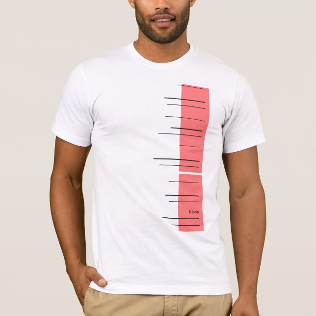 Camiseta Líneas horizontales, rayas negras sobre rojo (Anverso)