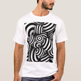 Camiseta Líneas negras de bolas blancas 3D