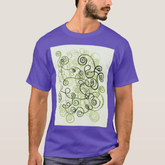 Camiseta Líneas orgánicas brillantes verdes curvas acuarela