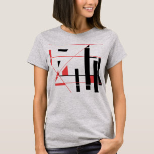 Camiseta Líneas rojas negras Formas Resumen geométrico MCM
