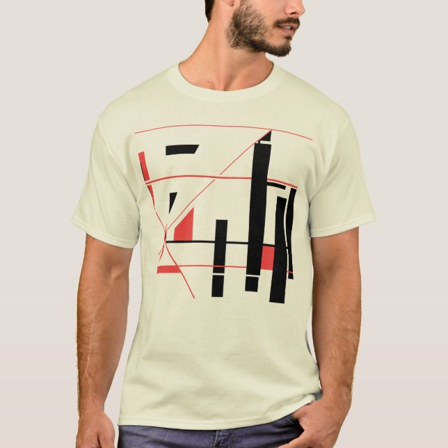 Camiseta Líneas rojas negras Formas Resumen geométrico MCM  (Anverso)