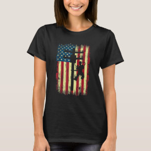 Camiseta Lineman American Flag Electric Cable Lineman