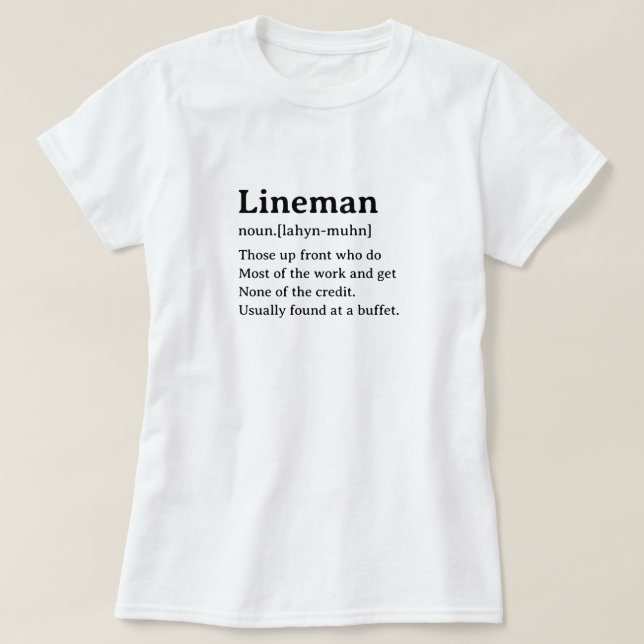 Camiseta Lineman de definición de diccionario divertida (Diseño del anverso)