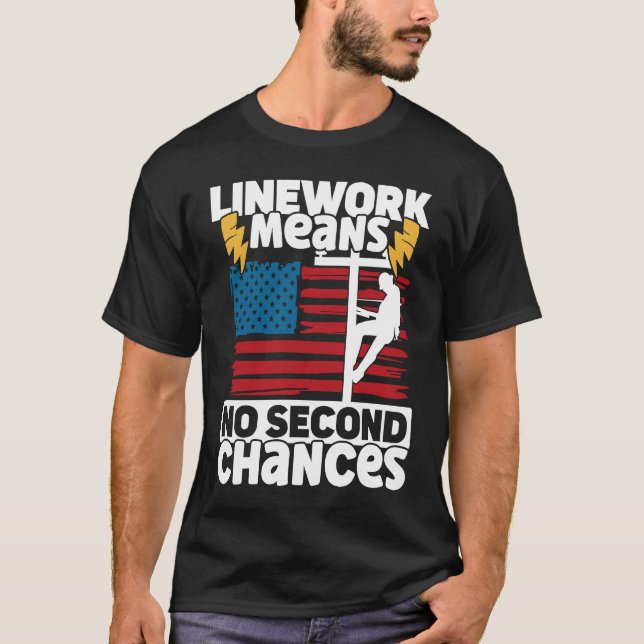 Camiseta Lineman debe tener cuidado Lineworker Power Electr (Anverso)