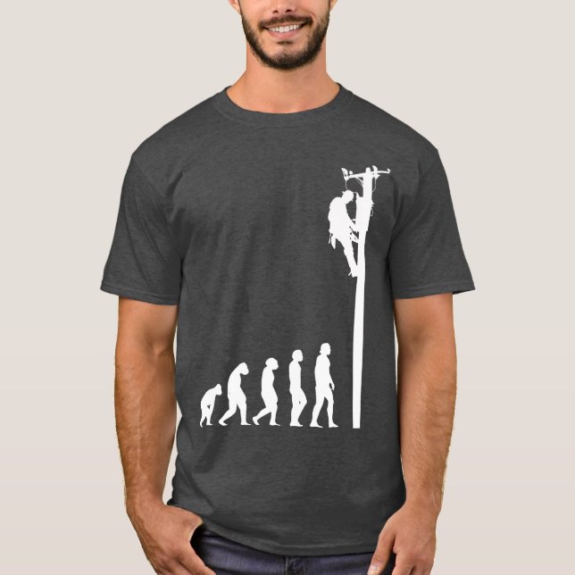 Camiseta Lineman Evolution Funny Electric Cable Man Gift (Anverso)