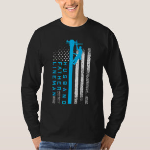 Camiseta Lineman Fathers Day Electric Cable Lineman Husban