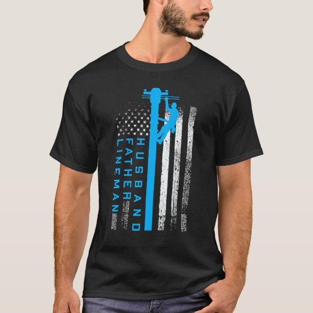 Camiseta Lineman Fathers Day Tshirt Electric Cable Lineman (Anverso)