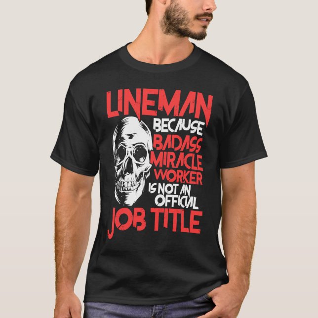 Camiseta Lineman Job Title American Electrician Cable Wire (Anverso)