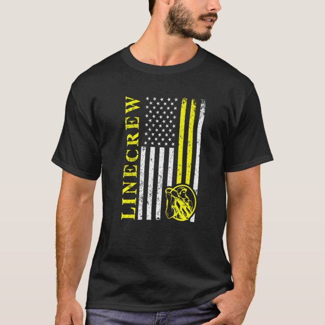 Camiseta Lineman Usa Flag Ingeniero Electrista Estadouniden (Anverso)