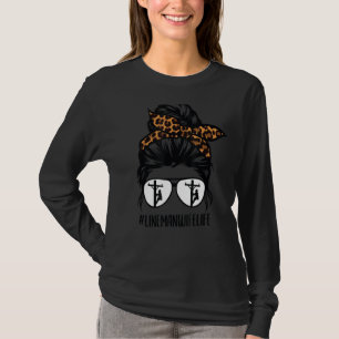Camiseta Lineman Wife Life Messy Bun Hair Glasses Línea Cui