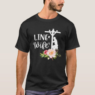 Camiseta Linewife Heart & Flowers Power Line Pole Lineman W