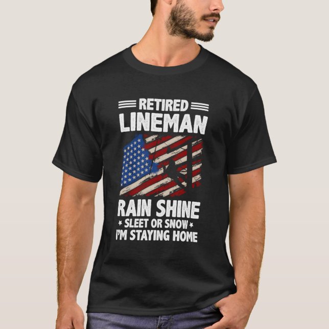 Camiseta Lineworker Line Retiret Us Flag (Anverso)