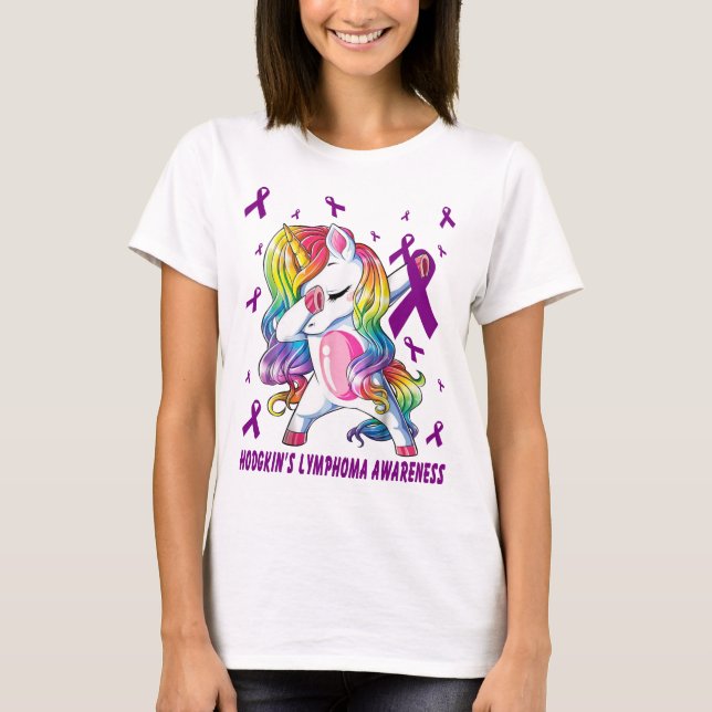 Camiseta linfoma de hodgkin dabbing unicornio guerrero (Anverso)