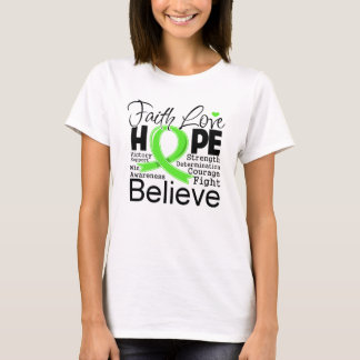 Camiseta Linfoma No Hodgkin Tipográfico Fe Amor Esperanza