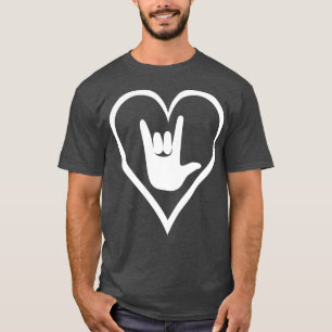 Camiseta Lingüe de Rótulo americano ASL I Love You Heart 1
