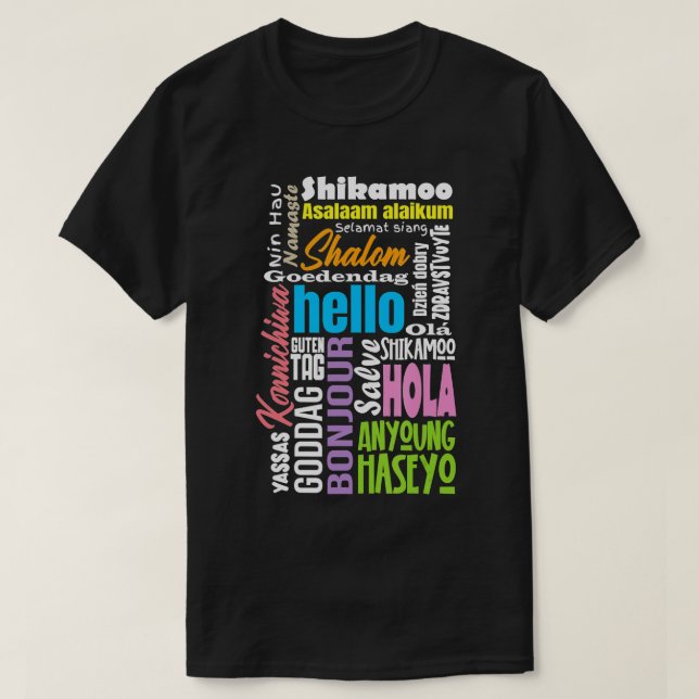Camiseta Lingüismo multilingüe en varios idiomas (Diseño del anverso)