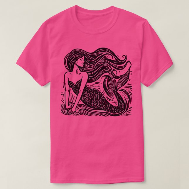 Camiseta Linocut Mermaid (Diseño del anverso)
