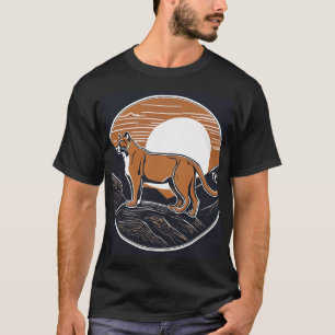 Camiseta Linocut mínimo de un león de montaña: Kathleen Nee