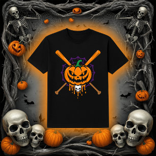 Camiseta Linterna de Jack-O'-Lantern de béisbol espeluznant