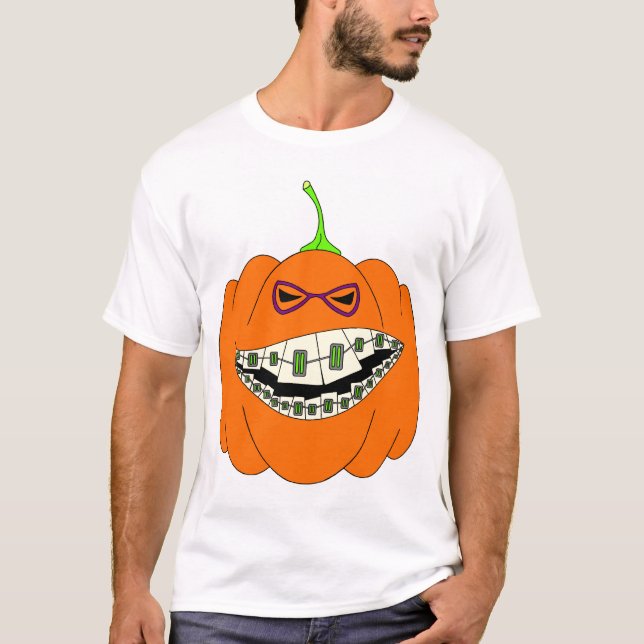 Camiseta Linterna Halloween de la calabaza de los apoyos de (Anverso)