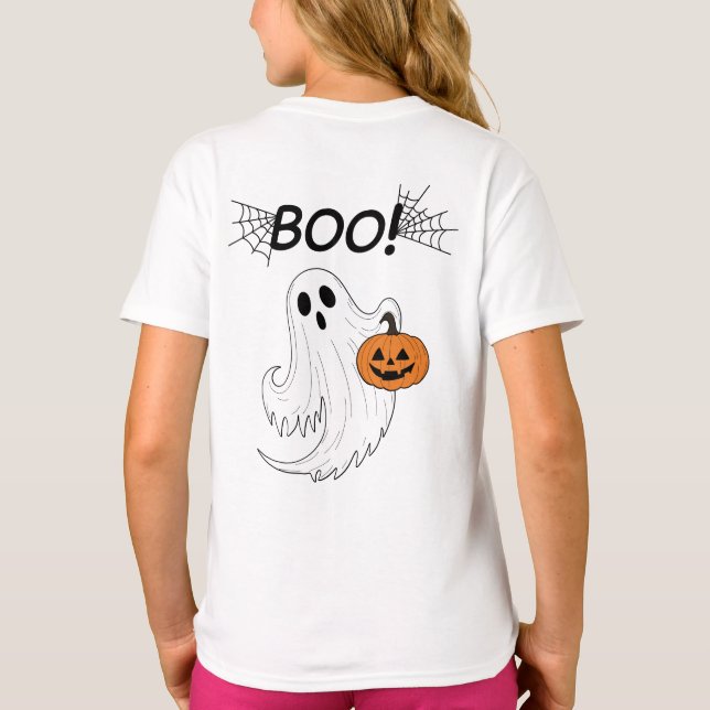 Camiseta Linterna Jack-o’ y Halloween con fantasma blanco (Reverso)
