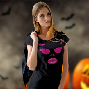 Camiseta Linterna rosada Jack-o'-Lantern con Eyelash Hallow
