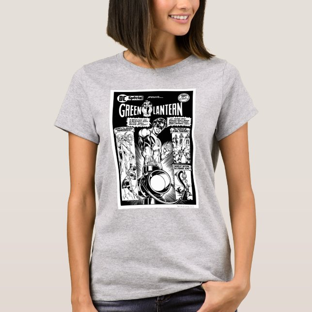 Camiseta Linterna verde - Cómic verde sombreado, negro y Wh (Anverso)