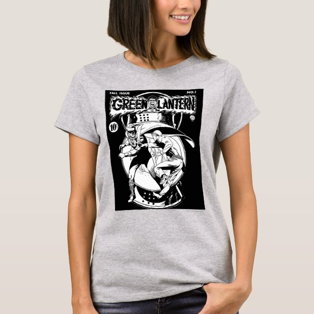 Camiseta Linterna verde con capa en lucha, negro y blanco (Anverso)