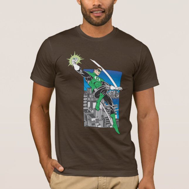 Camiseta Linterna verde con fondo de ciudad (Anverso)