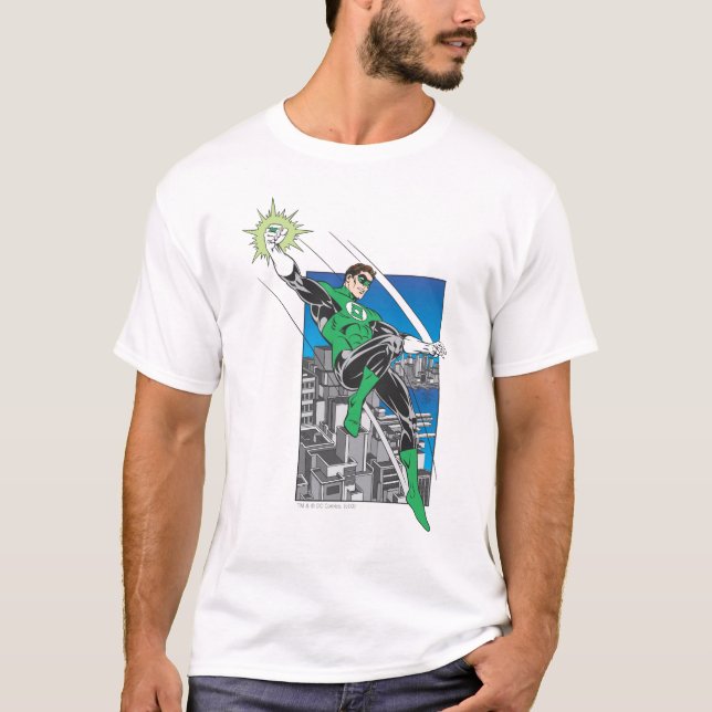 Camiseta Linterna verde con fondo de ciudad (Anverso)