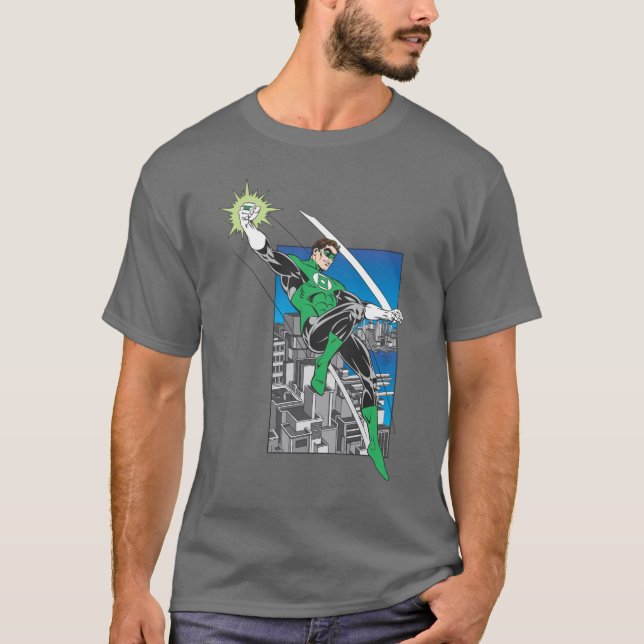 Camiseta Linterna verde con fondo de ciudad (Anverso)
