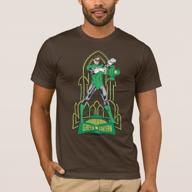 Camiseta Linterna verde sobre fondo decorativo (Anverso)