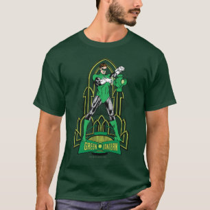 Camiseta Linterna verde sobre fondo decorativo